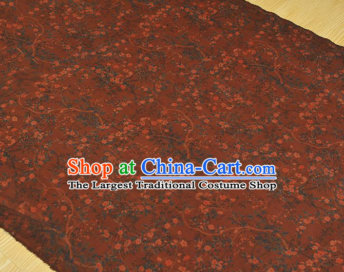 Chinese Classical Floral Pattern Brown Gambiered Guangdong Gauze Cheongsam Silk Fabric Traditional Silk Drapery