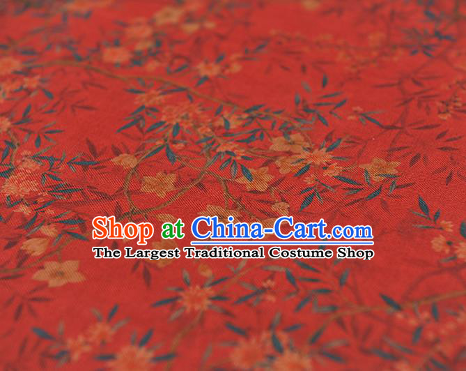 Chinese Cheongsam Silk Fabric Traditional Silk Drapery Classical Floral Pattern Red Gambiered Guangdong Gauze