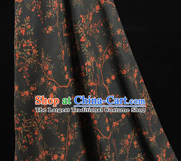 Chinese Classical Floral Pattern Gambiered Guangdong Gauze Cheongsam Black Silk Fabric Traditional Silk Drapery