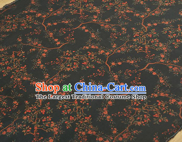 Chinese Classical Floral Pattern Gambiered Guangdong Gauze Cheongsam Black Silk Fabric Traditional Silk Drapery