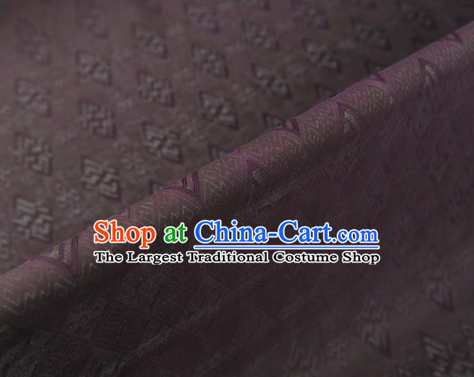 Chinese Purple Gambiered Guangdong Gauze Traditional Cheongsam Cloth Classical Rhombus Pattern Silk Fabric
