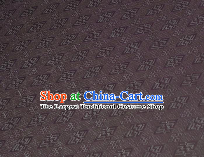 Chinese Purple Gambiered Guangdong Gauze Traditional Cheongsam Cloth Classical Rhombus Pattern Silk Fabric