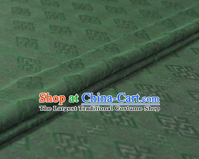 Chinese Traditional Green Silk Fabric Cheongsam Classical Rhombus Pattern Gambiered Guangdong Gauze Cloth