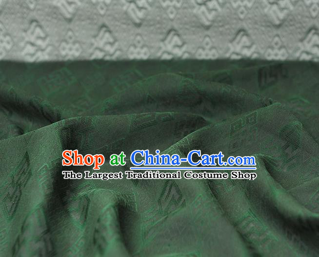 Chinese Traditional Green Silk Fabric Cheongsam Classical Rhombus Pattern Gambiered Guangdong Gauze Cloth