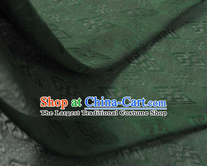 Chinese Traditional Green Silk Fabric Cheongsam Classical Rhombus Pattern Gambiered Guangdong Gauze Cloth