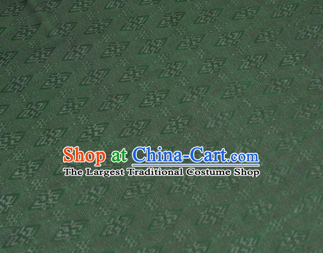 Chinese Traditional Green Silk Fabric Cheongsam Classical Rhombus Pattern Gambiered Guangdong Gauze Cloth