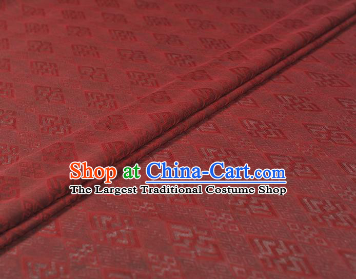 Chinese Cheongsam Classical Rhombus Pattern Gambiered Guangdong Gauze Cloth Traditional Red Silk Fabric