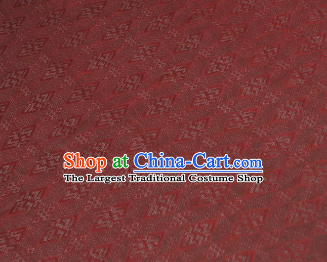 Chinese Cheongsam Classical Rhombus Pattern Gambiered Guangdong Gauze Cloth Traditional Red Silk Fabric