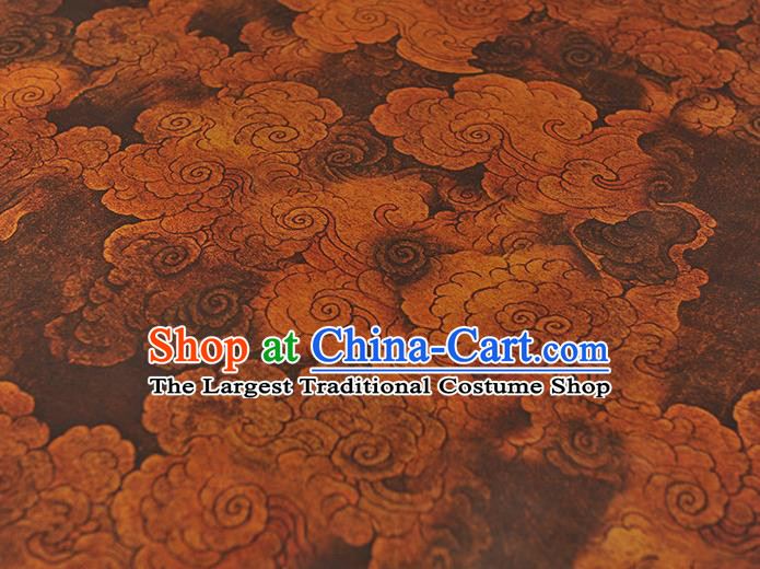 Chinese Traditional Cheongsam Gambiered Guangdong Gauze Brown Cloth Classical Cloud Pattern Silk Fabric