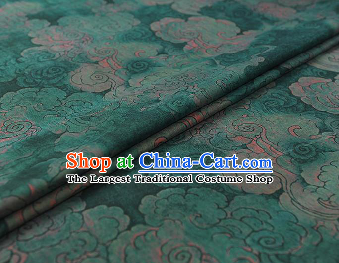 Chinese Green Cloth Classical Cloud Pattern Silk Fabric Traditional Cheongsam Gambiered Guangdong Gauze