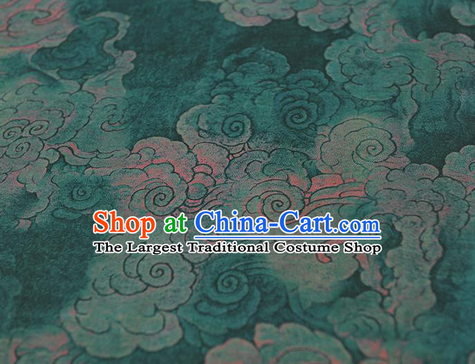 Chinese Green Cloth Classical Cloud Pattern Silk Fabric Traditional Cheongsam Gambiered Guangdong Gauze