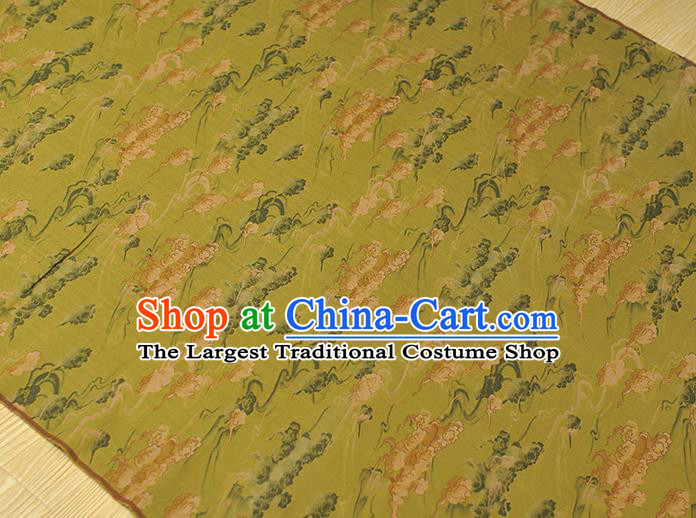 Chinese Classical Clouds Pattern Silk Fabric Traditional Cheongsam Cloth Light Green Gambiered Guangdong Gauze