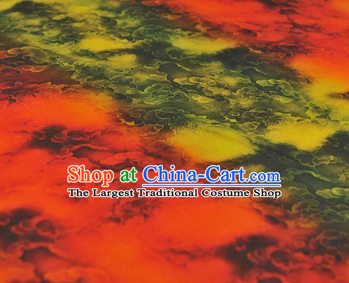 Chinese Cheongsam Classical Clouds Pattern Satin Cloth Traditional Gambiered Guangdong Gauze Jacquard Red Silk Fabric