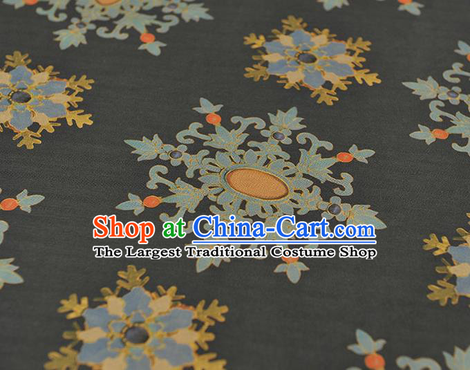 Chinese Classical Snowflake Pattern Cloth Cheongsam Gambiered Guangdong Gauze Traditional Black Silk Fabric