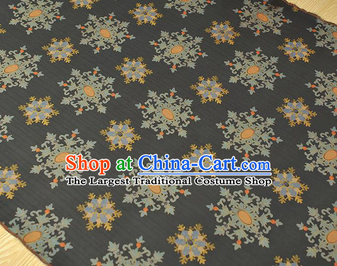 Chinese Classical Snowflake Pattern Cloth Cheongsam Gambiered Guangdong Gauze Traditional Black Silk Fabric