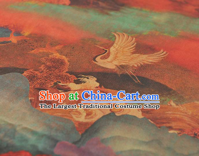 Chinese Cheongsam Gambiered Guangdong Gauze Classical Cranes Pattern Silk Material Traditional Fabric