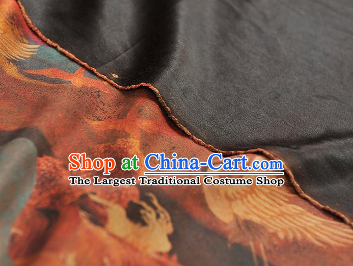 Chinese Cheongsam Gambiered Guangdong Gauze Classical Cranes Pattern Silk Material Traditional Fabric