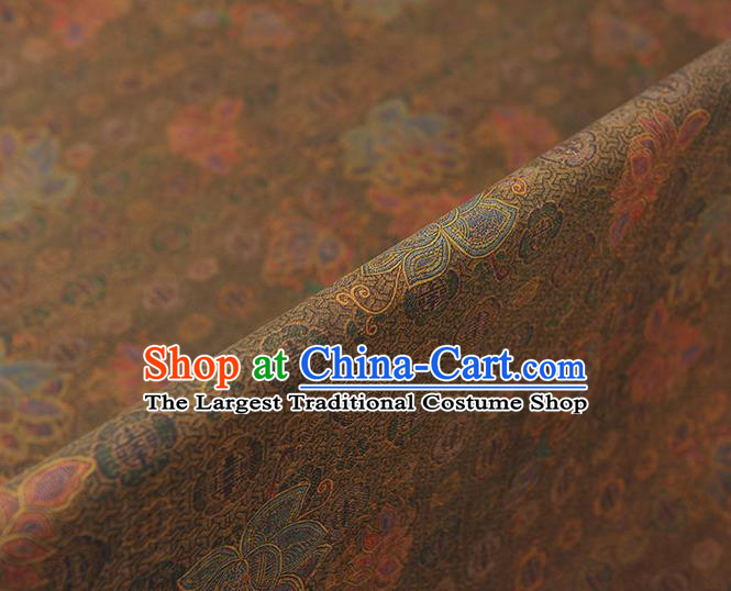 Chinese Traditional Jacquard Fabric Cheongsam Gambiered Guangdong Gauze Classical Lotus Pattern Ginger Silk Cloth