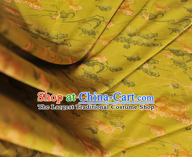Chinese Cheongsam Gambiered Guangdong Gauze Classical Clouds Pattern Silk Material Traditional Light Green Silk Fabric