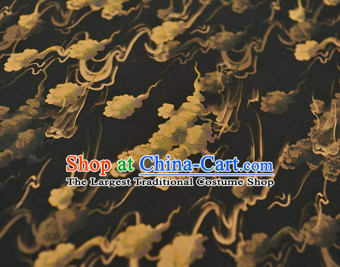 Chinese Classical Clouds Pattern Silk Material Traditional Black Satin Fabric Cheongsam Gambiered Guangdong Gauze