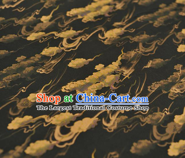 Chinese Classical Clouds Pattern Silk Material Traditional Black Satin Fabric Cheongsam Gambiered Guangdong Gauze