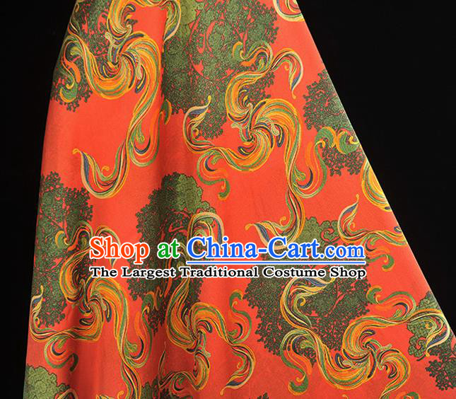 Chinese Cheongsam Red Gambiered Guangdong Gauze Traditional Satin Fabric Classical Pattern Silk Material