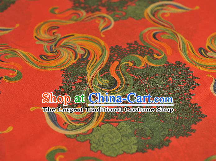 Chinese Cheongsam Red Gambiered Guangdong Gauze Traditional Satin Fabric Classical Pattern Silk Material