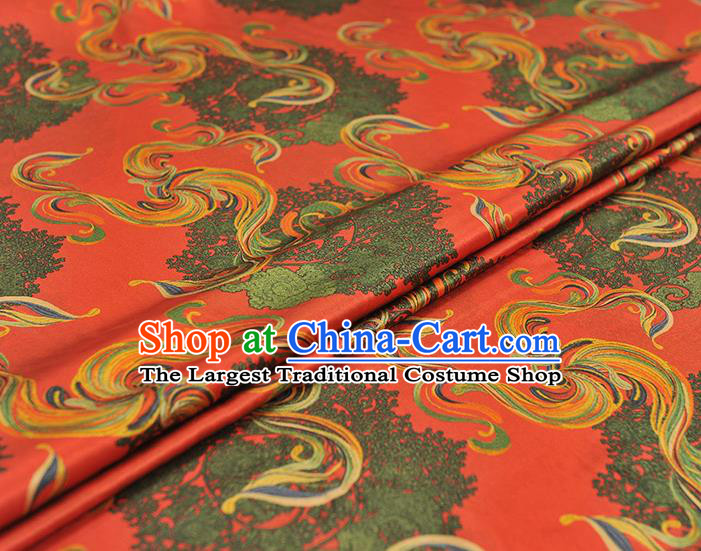 Chinese Cheongsam Red Gambiered Guangdong Gauze Traditional Satin Fabric Classical Pattern Silk Material