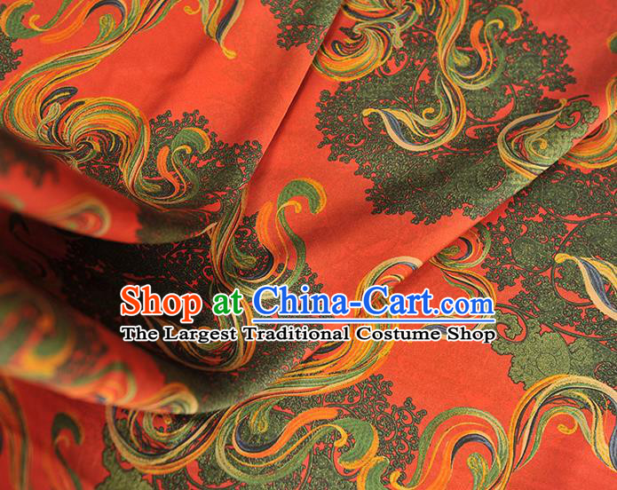 Chinese Cheongsam Red Gambiered Guangdong Gauze Traditional Satin Fabric Classical Pattern Silk Material