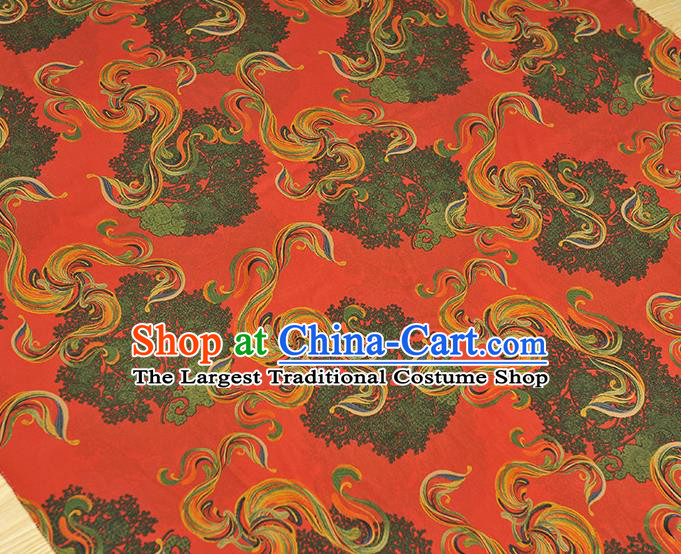 Chinese Cheongsam Red Gambiered Guangdong Gauze Traditional Satin Fabric Classical Pattern Silk Material