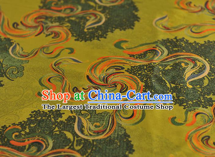 Chinese Classical Pattern Silk Material Cheongsam Green Gambiered Guangdong Gauze Traditional Satin Fabric