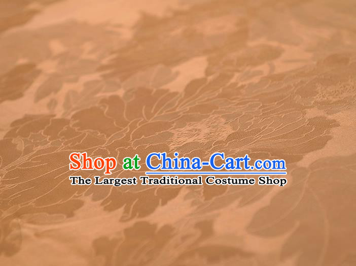 Chinese Classical Peony Pattern Satin Material Traditional Jacquard Silk Fabric Cheongsam Brown Gambiered Guangdong Gauze