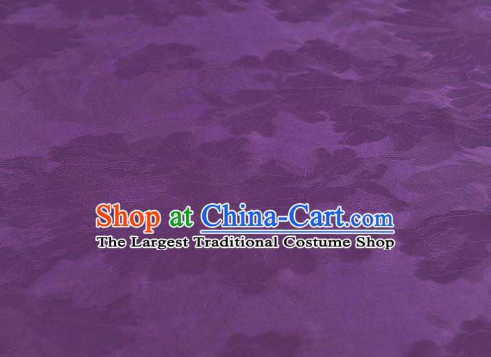 Purple Gambiered Guangdong Gauze Traditional Classical Peony Pattern Satin Material Chinese Cheongsam Jacquard Silk Fabric