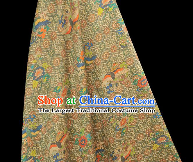 Chinese Classical Phoenix Pattern Silk Fabric Traditional Satin Material Cheongsam Gambiered Guangdong Gauze