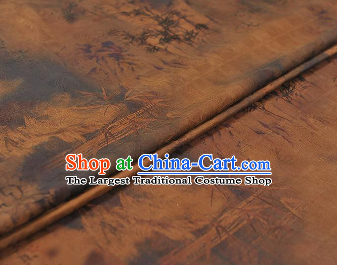 Chinese Cheongsam Material Traditional Bamboo Pattern Silk Fabric Brown Gambiered Guangdong Gauze
