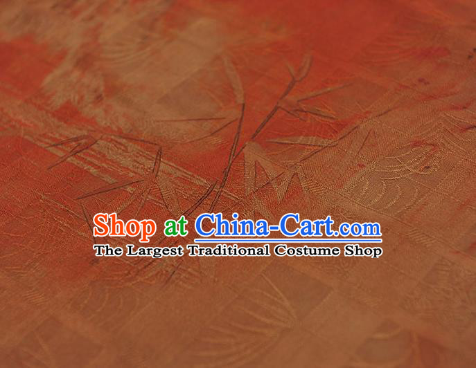Chinese Orange Gambiered Guangdong Gauze Cheongsam Material Traditional Bamboo Pattern Silk Fabric