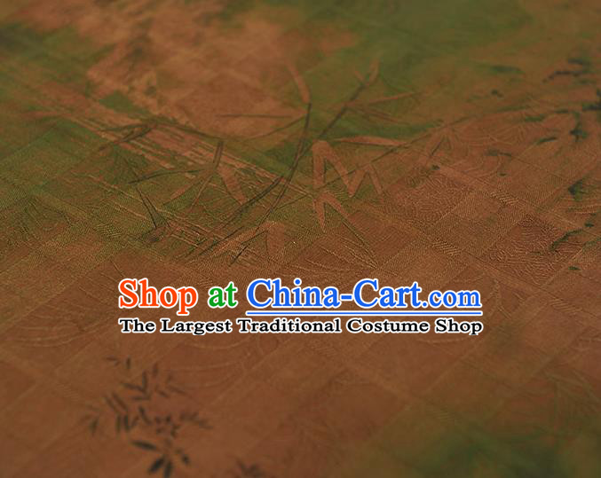Chinese Traditional Bamboo Pattern Silk Fabric Ginger Gambiered Guangdong Gauze Classical Cheongsam Material