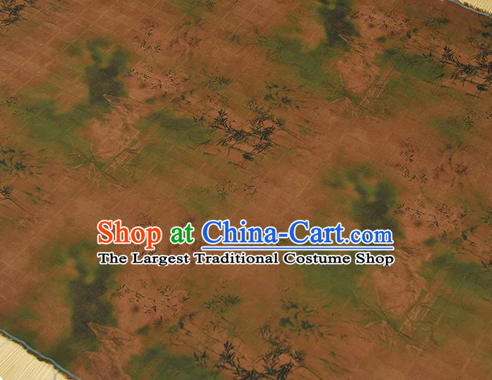 Chinese Traditional Bamboo Pattern Silk Fabric Ginger Gambiered Guangdong Gauze Classical Cheongsam Material