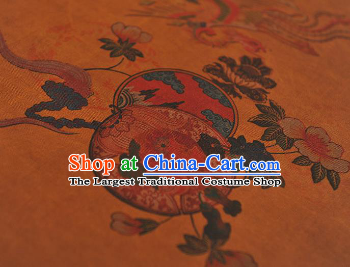 Chinese Traditional Phoenix Pattern Silk Fabric Classical Cheongsam Material Ginger Gambiered Guangdong Gauze