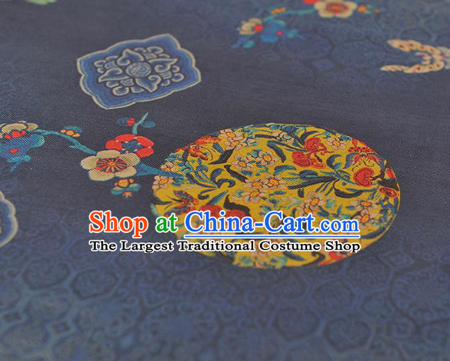 Top Traditional Peony Butterfly Pattern Navy Gambiered Guangdong Gauze Fabric Chinese Classical Cheongsam Silk Material