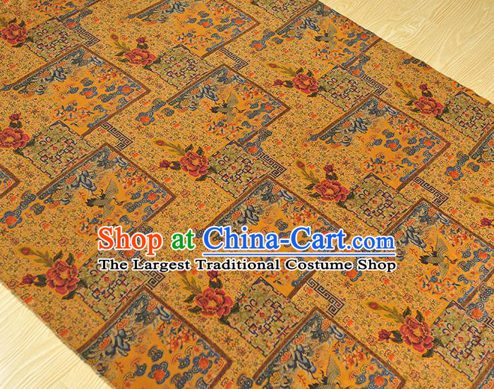 Top Chinese Traditional Royal Pattern Yellow Silk Material Classical Cheongsam Gambiered Guangdong Gauze Satin Fabric