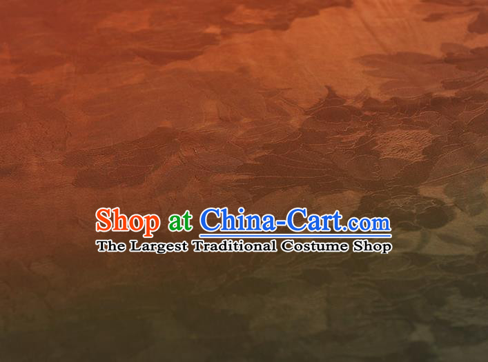 Chinese Gradient Red Gambiered Guangdong Gauze Jacquard Peony Satin Traditional Cheongsam Fabric Classical Silk Material