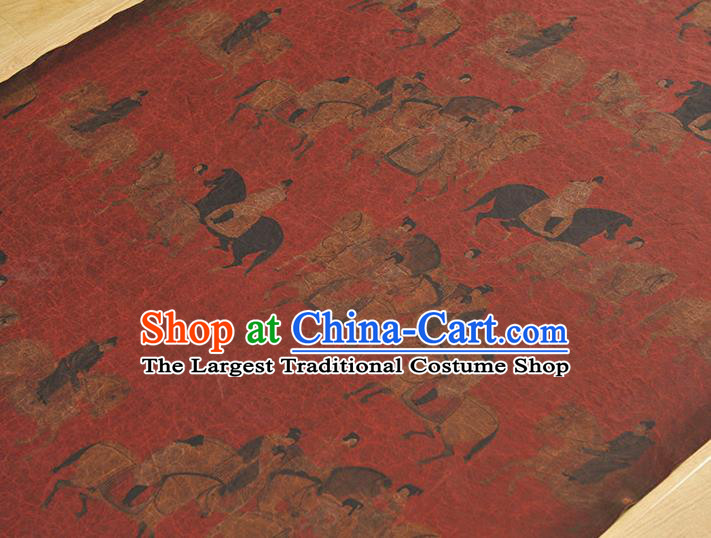 Chinese Classical Craquelure Pattern Silk Fabric Traditional Gambiered Guangdong Gauze Cheongsam Dark Red Cloth Material