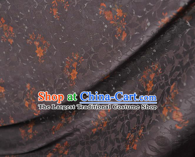 Chinese Traditional Purple Gambiered Guangdong Gauze Cheongsam Cloth Material Classical Flowers Pattern Silk Fabric