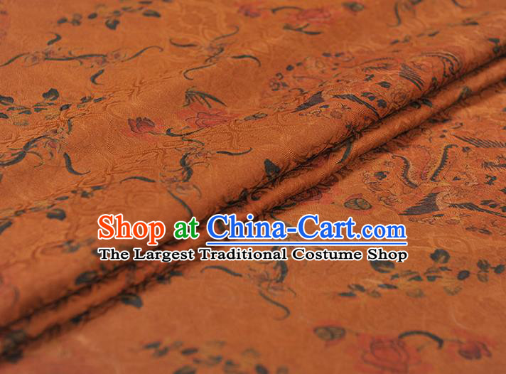 Chinese Classical Phoenix Pattern Ginger Gambiered Guangdong Gauze Cheongsam Cloth Material Traditional Silk Fabric