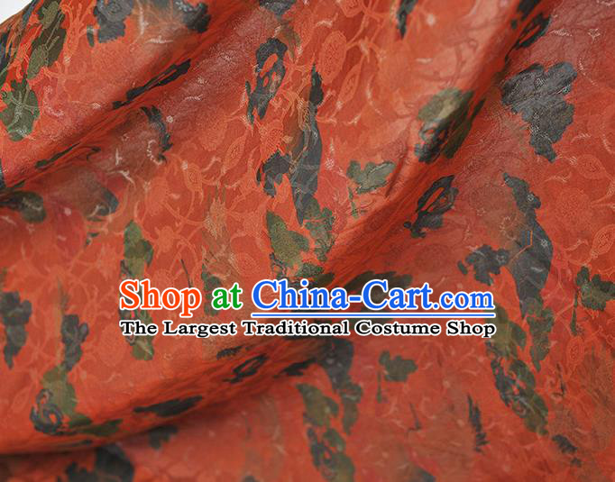 Chinese Classical Pattern Purplish Red Gambiered Guangdong Gauze Cheongsam Cloth Material Traditional Silk Fabric Jacquard Satin