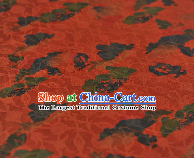 Chinese Classical Pattern Purplish Red Gambiered Guangdong Gauze Cheongsam Cloth Material Traditional Silk Fabric Jacquard Satin