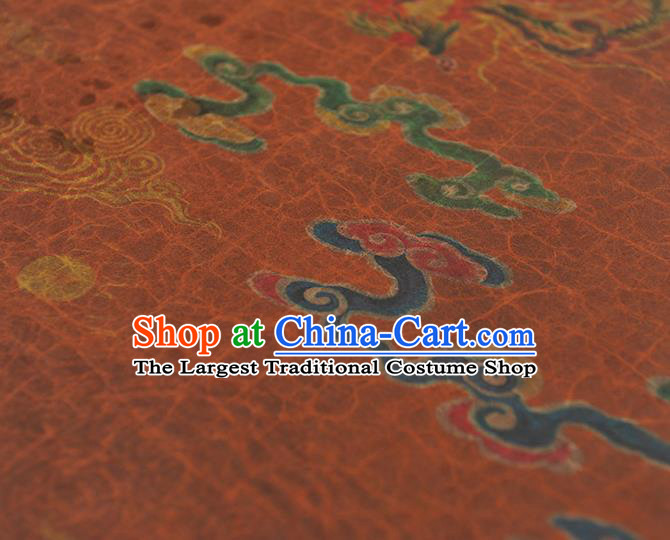 Top Chinese Cheongsam Traditional Cloud Dragon Pattern Brown Silk Fabric Gambiered Guangdong Gauze