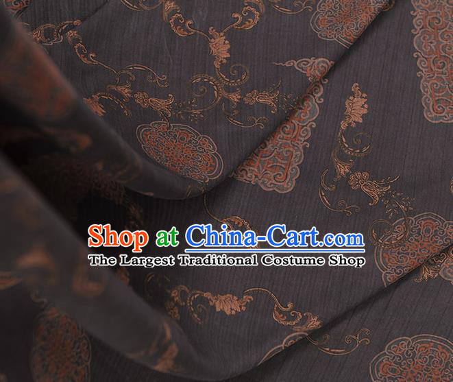 Top Grade Chinese Cheongsam Traditional Palace Wall Pattern Deep Grey Silk Drapery Gambiered Guangdong Gauze Fabric