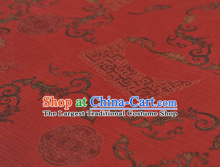Top Grade Chinese Traditional Palace Wall Pattern Red Silk Drapery Gambiered Guangdong Gauze Cheongsam Fabric